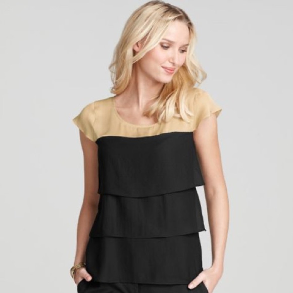 Ann Taylor colorblocked ruffle top